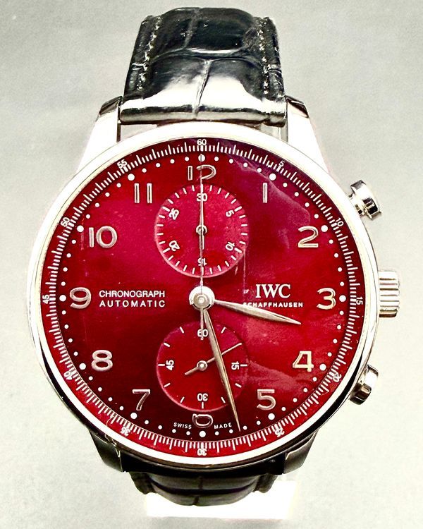 2025 IWC Portugieser Chronograph 41MM Red Dial Leather Strap (IW371616)
