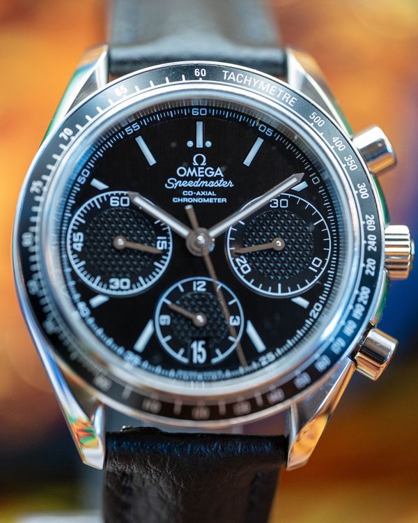 No Reserve - 2013 Omega Speedmaster Racing 40MM Black Dial Aftermarket Leather Strap (326.30.40.50.01.001)