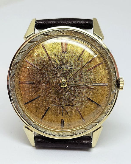 1956 Omega Vintage 33.3MM Champagne Dial Aftermarket Leather Strap (N6593)