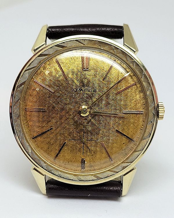 1956 Omega Vintage 33.3MM Champagne Dial Aftermarket Leather Strap (N6593)
