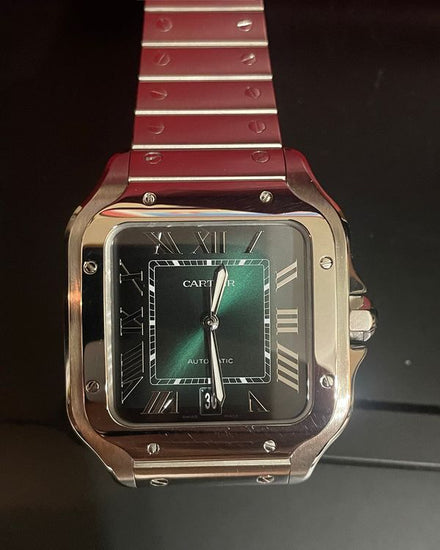 Cartier Santos De Cartier Large 39.8MM Green Dial Steel Bracelet (WSSA0062)
