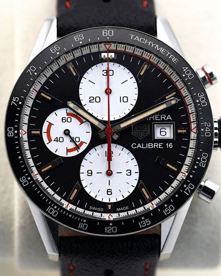 2021 Tag Heuer Carrera Calibre 16 41MM Black Dial Leather Strap (CV201AP.FC6429)