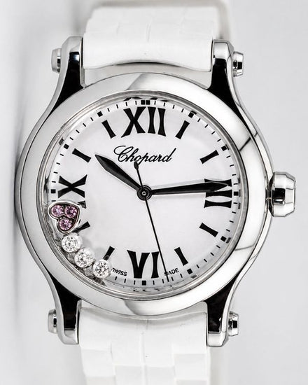 2023 Chopard Happy Diamonds 30MM Quartz White Dial Rubber Strap (278590-3001)