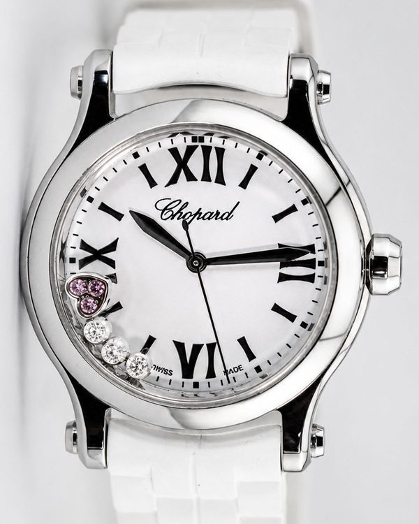 2023 Chopard Happy Diamonds 30MM Quartz White Dial Rubber Strap (278590-3001)
