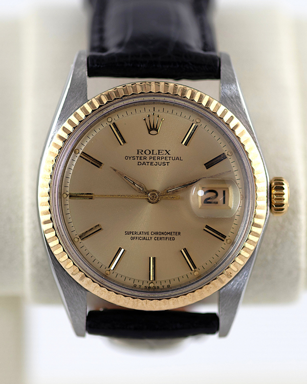 Rolex Datejust 36MM Champagne Dial Aftermarket Leather Strap (1601)