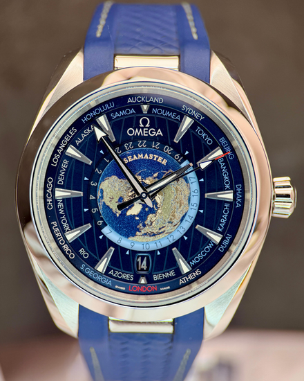 2021 Omega Seamaster Aqua Terra Worldtimer 43MM Blue Dial Rubber Strap (220.12.43.22.03.001)