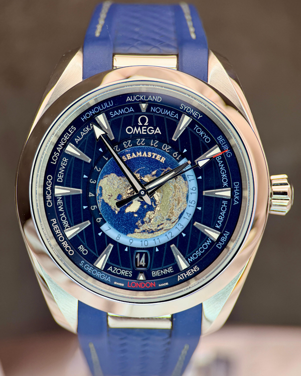 2022 Omega Seamaster Aqua Terra Worldtimer 43MM Blue Dial Rubber Strap (220.12.43.22.03.001)