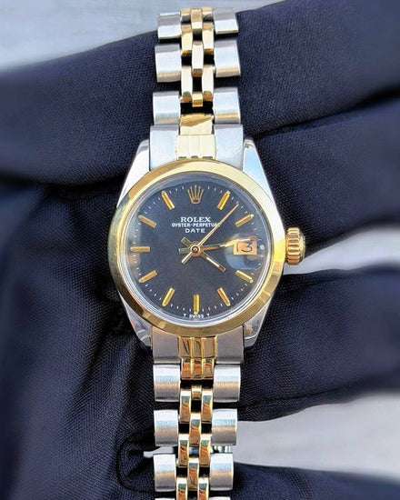1971 Rolex Oyster Perpetual Lady Date 26MM Black Dial Two-Tone Bracelet (6916)