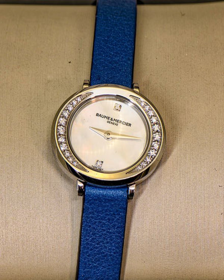 2025 Baume & Mercier Promesse 22MM Quartz Mother of Pearl Dial Leather Strap (M0A10290)