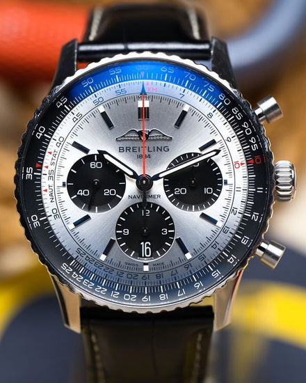 2022 Breitling Navitimer B01 43MM Silver Dial Leather Bracelet (AB0138241G1P1)