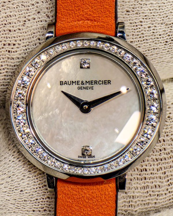 Baume & Mercier Promesse 22MM Quartz Mother of Pearl Dial Leather Strap (M0A10288)