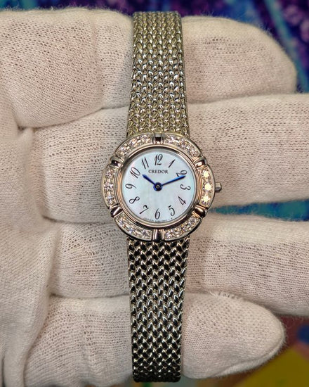 Seiko Credor Signo 24MM Quartz Mother of Pearl Dial Steel Bracelet (GSAW993)