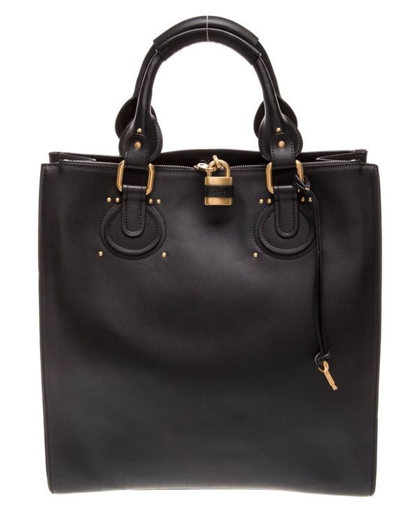 Chloé Spin Tote Bag Medium Grained Calfskin Gold-Tone Hardware Leather Strap (Bag)