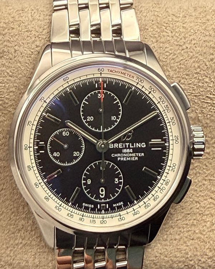 2023 Breitling Premier Chronograph 42MM Black Dial Steel Bracelet (A13315351B1A1)