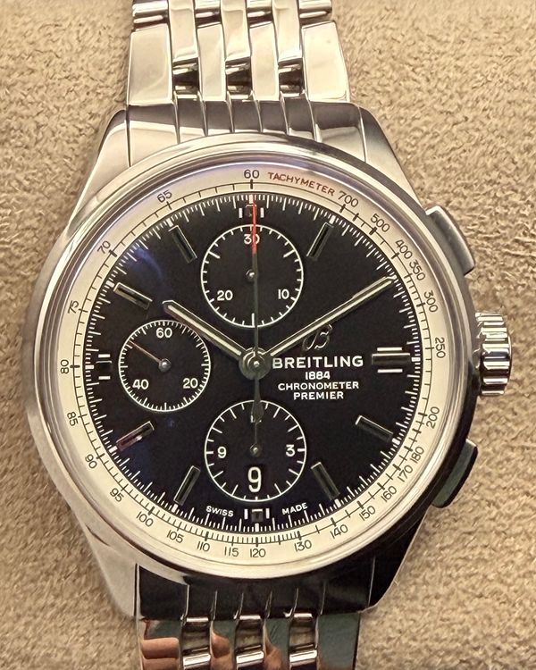 2023 Breitling Premier Chronograph 42MM Black Dial Steel Bracelet (A13315351B1A1)