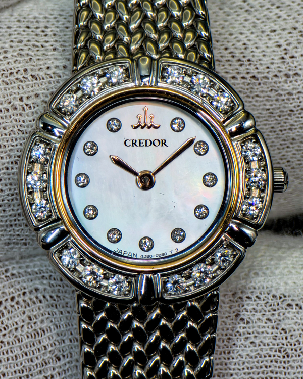 Seiko Credor Signo 22.8MM Quartz Mother of Pearl Dial Steel Bracelet (GSTE849 1E70-0CY0)