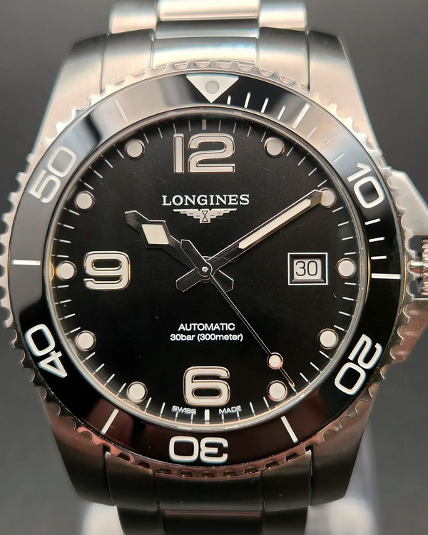 Longines HydroConquest 41MM Black Dial Steel Bracelet (L3.781.4.56.6)