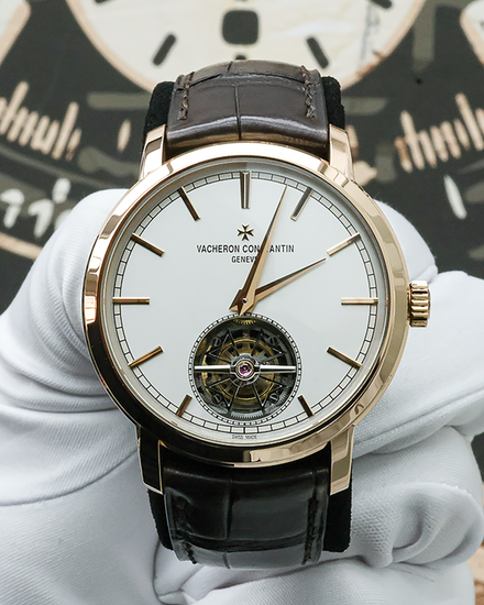 Vacheron Constantin Traditionnelle Tourbillon 41MM Silver Dial Leather Strap (6000T/000R-B346)