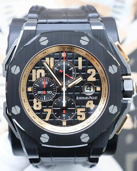 Audemars Piguet Royal Oak Offshore Chronograph  "Arnold Schwarzenegger The Legacy" L.E. 48MM Black Dial Leather Strap (26378IO.OO.A001KE.01)