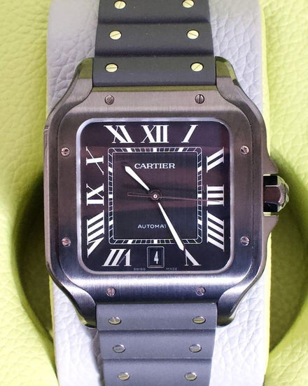 2026 Cartier Santos De Cartier 39.8MM Black Dial Rubber Strap (WSSA0039)