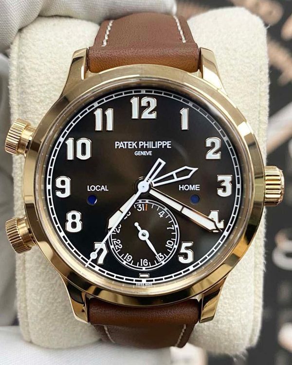 Patek Philippe Calatrava Pilot Travel Time 37.5MM Brown Dial Leather Strap (7234R-001)