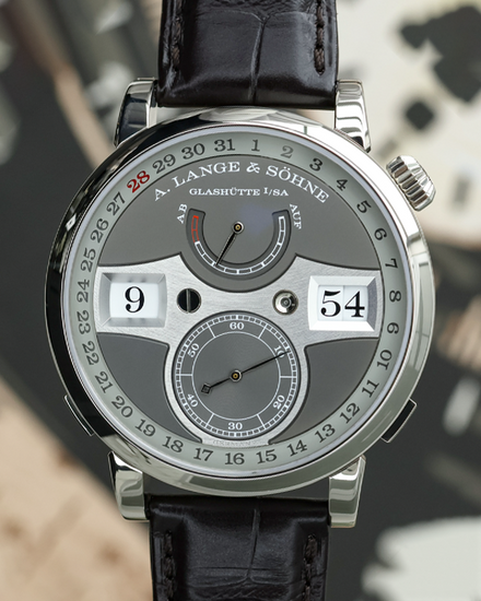 A. Lange & Söhne Zeitwerk Date 44.2MM Grey Dial Leather Strap (148.038)