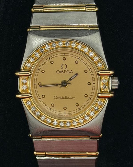 1989 Omega Constellation 22MM Quartz Champagne Dial Yellow Gold Bracelet (895.1076)