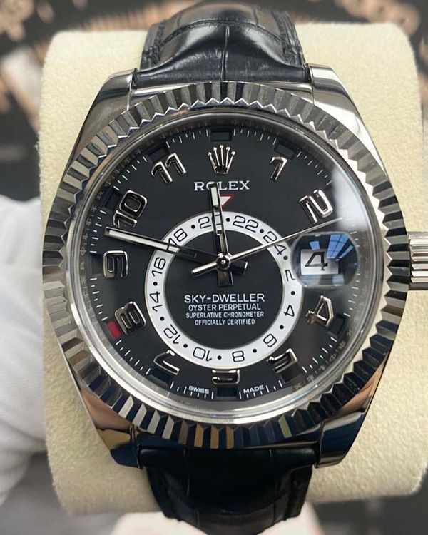 Rolex Sky-Dweller 42MM Black Dial Leather Strap (326139)