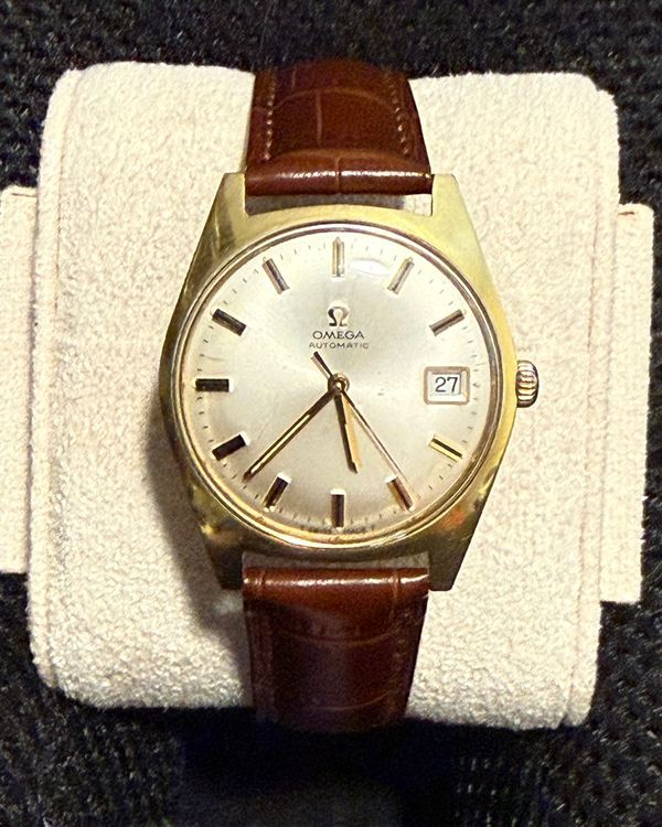 1972 Omega Geneve Vintage 34MM Silver Dial Aftermarket Leather Strap (166.041)