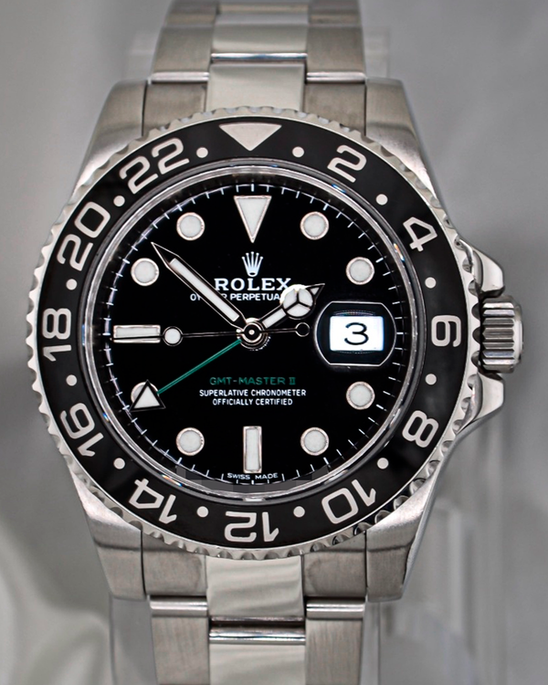 2010 No Reserve - Rolex GMT-Master II 40MM Black Dial Oyster Bracelet (116710LN)