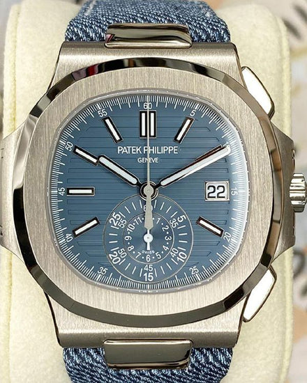 Patek Philippe Nautilus Chronograph 40.5MM Blue Dial Textile Strap (5980/60G-001)