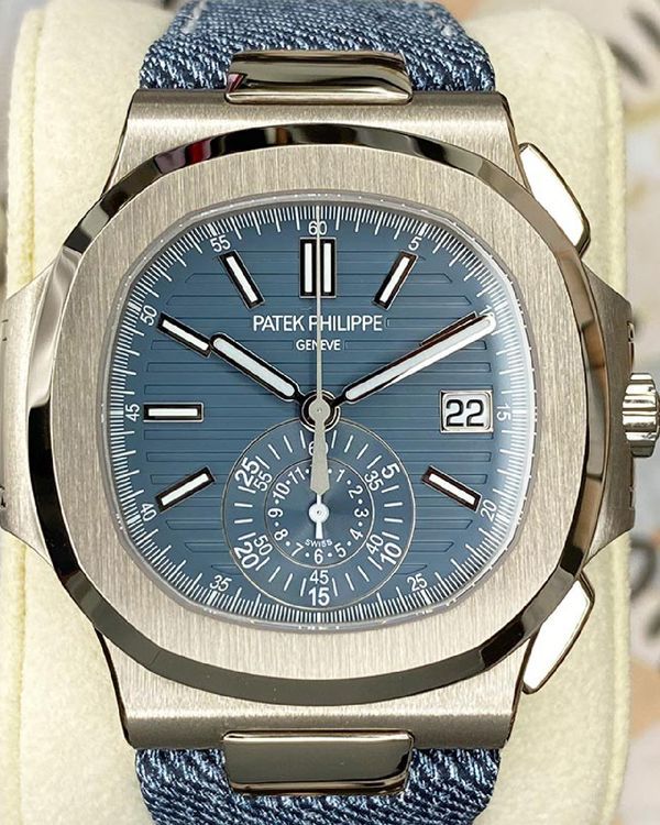Patek Philippe Nautilus Chronograph 40.5MM Blue Dial Textile Strap (5980/60G-001)