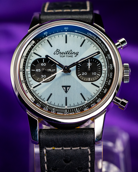 2022 Breitling Top Time "Triumph" 41MM Ice Blue Dial Leather Strap (A23311121C1X1)