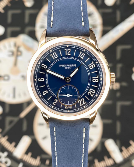 Patek Philippe Calatrava Travel Time 42MM Blue Dial Leather Strap (5224R-001)