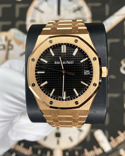 Audemars Piguet Royal Oak 41MM Black Dial Rose Gold Bracelet (15500OR.OO.1220OR.01)