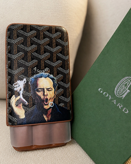 No Reserve - 2024 Goyard Churchill 3 Cigar Case Black & Brown Goyardine Canvas (Cigar Case)