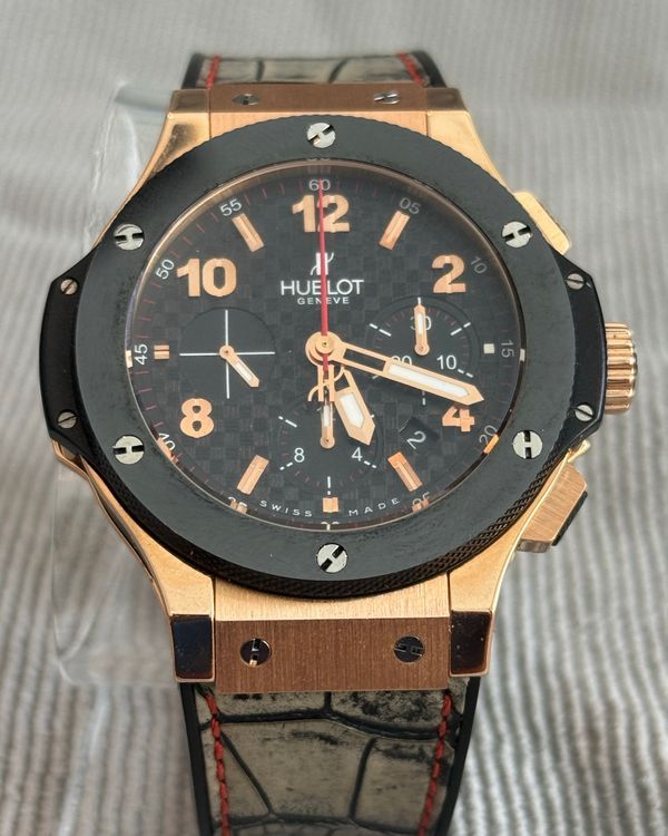 Hublot Big Bang 44MM Carbon Fiber Dial Leather Strap (301.PB.131.RX)