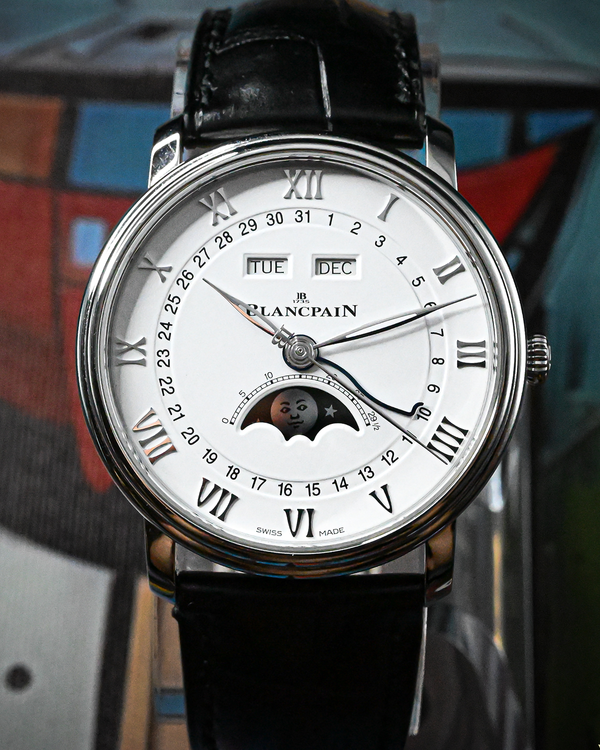 2022 Blancpain Villeret Quantième Complet Phases de Lune 40MM White Dial Leather Strap (6654-1127-55B)
