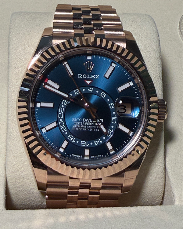 2026 Rolex Sky-Dweller 42MM Blue Dial Rose Gold Jubilee Bracelet (336935)