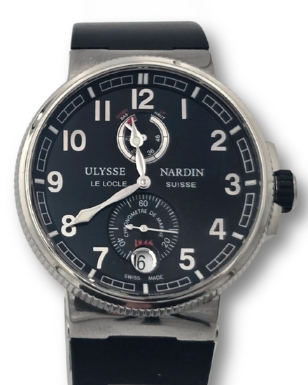 Ulysse Nardin Marine Chronometer Manufacture 43MM Black Dial Rubber Strap (1183-126-3/62)