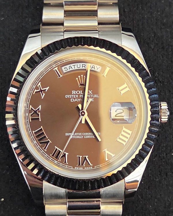 Rolex Day-Date II 41MM Black Dial White Gold President Bracelet (218239)