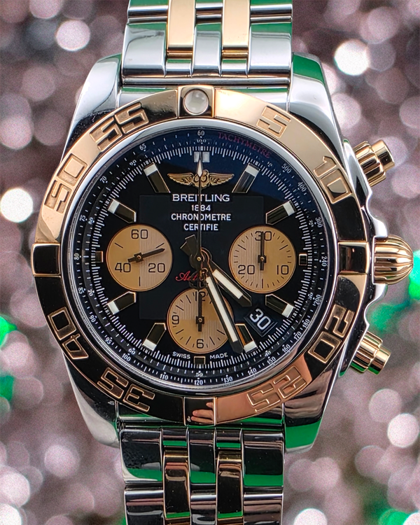 2018 Breitling Chronomat 44MM Black Dial Two-Tone Steel Bracelet (CB0110)