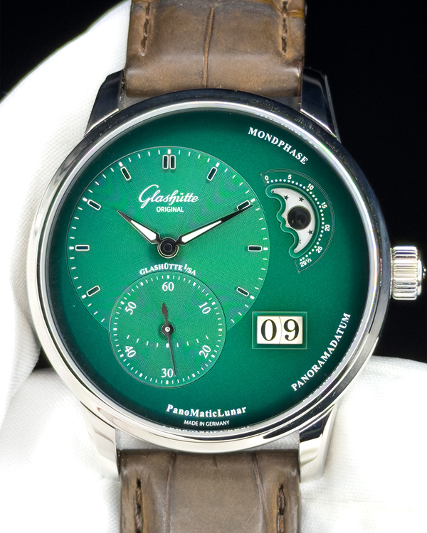 2026 Glashütte Original PanoMaticLunar 40MM Green Dial Leather Strap (1-90-02-13-32-51)