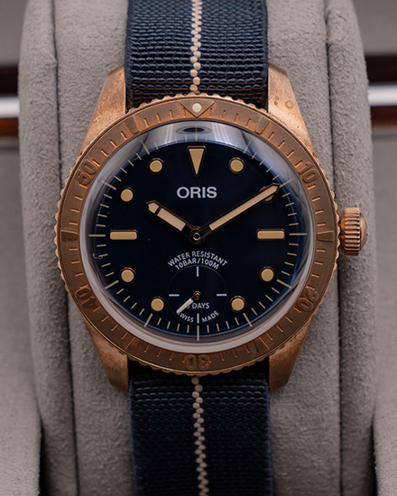 Oris Carl Brashear Calibre 401 L.E. 40MM Blue Dial Textile Strap (01 401 7764 3185)