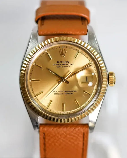1974 Rolex Datejust 36MM Champagne Dial Aftermarket Leather Strap (1601)