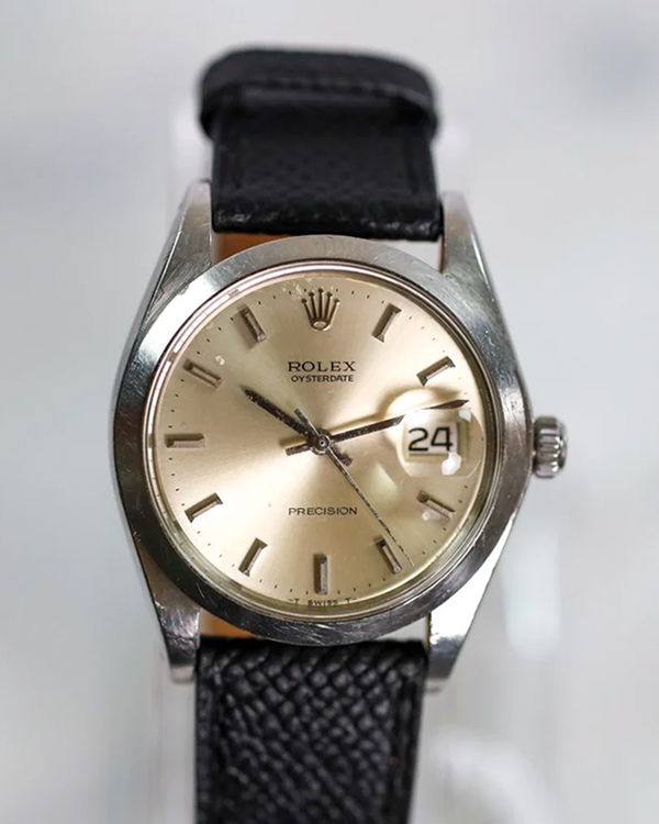 1972 Rolex Oyster Precision 34MM Silver Dial Aftermarket Leather Strap (6694)