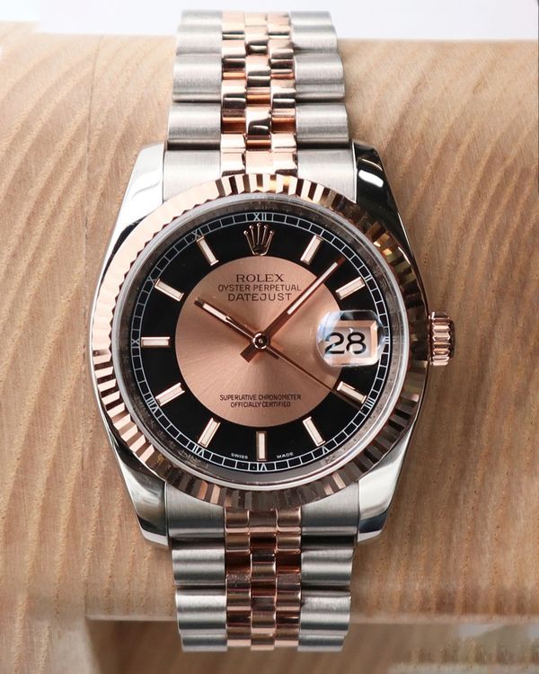 2007 Rolex Datejust 36MM Black "Tuxedo" Dial Two-Tone Super Jubilee Bracelet (116231)