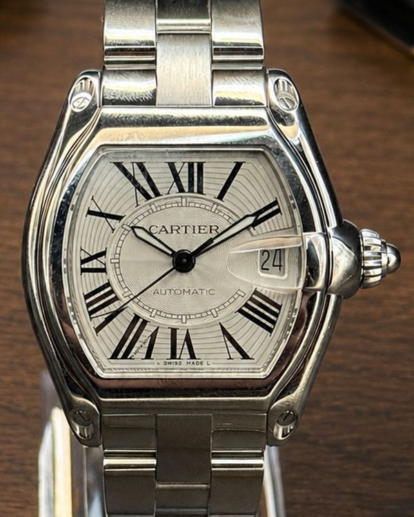 No Reserve - 2005 Cartier Roadster 39MM Silver Dial Steel Bracelet (W62025V3)