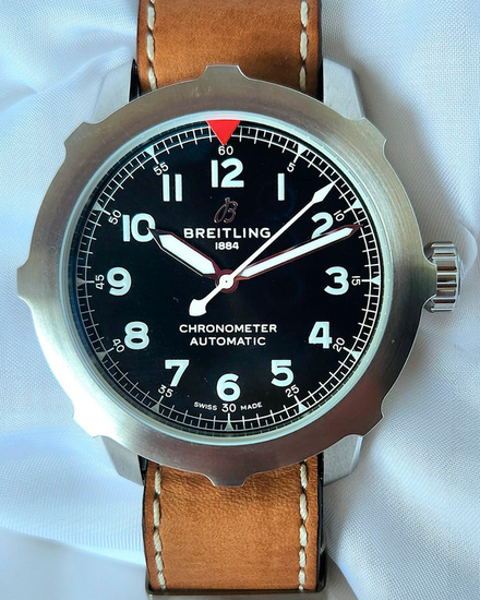 Breitling Aviator 8 B20 46MM Black Dial Leather Strap (AB2040101B1X1)