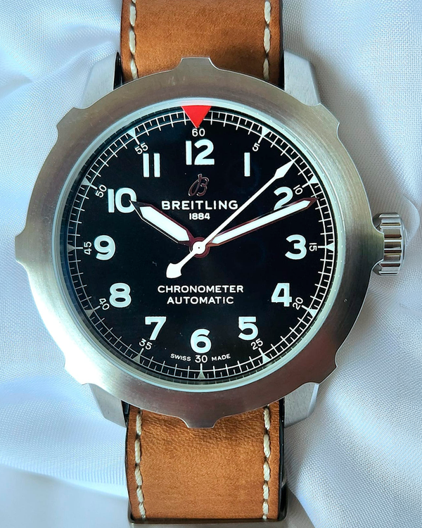 Breitling Aviator 8 B20 46MM Black Dial Leather Strap (AB2040101B1X1)